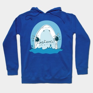 baby great white funny shark cartoon Hoodie